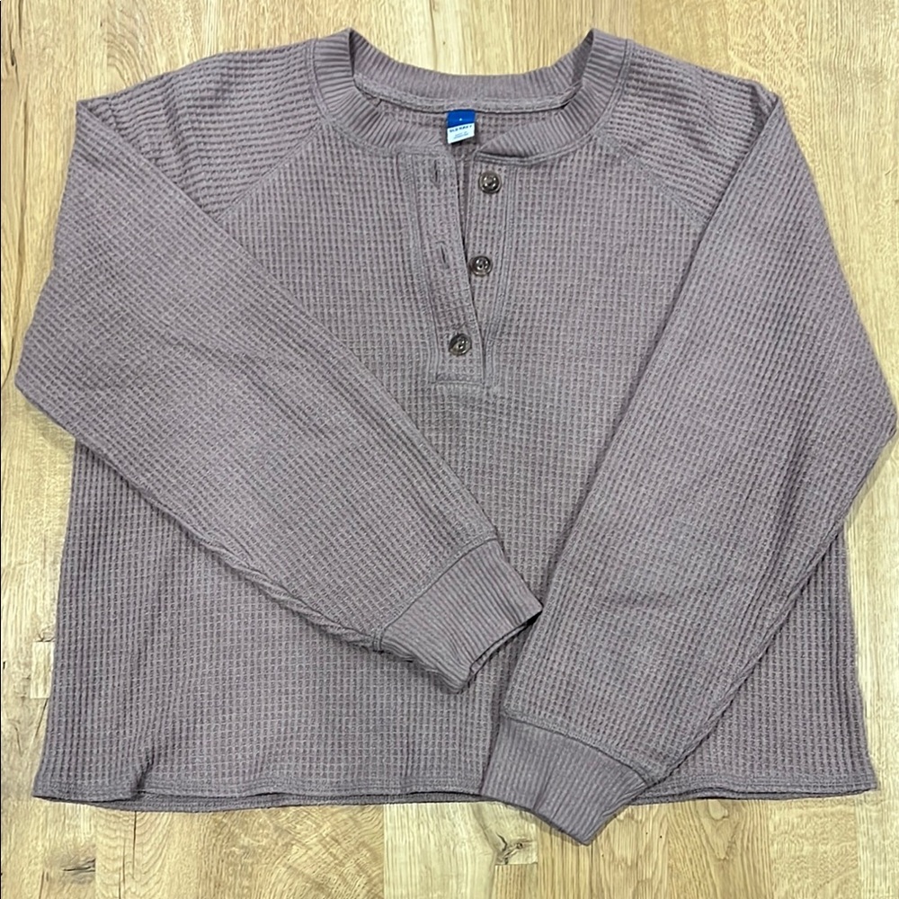 Women’s Brown Waffle Knit Henley Shirt